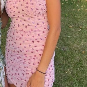 Elegant Pink Heart-Patterned Dress